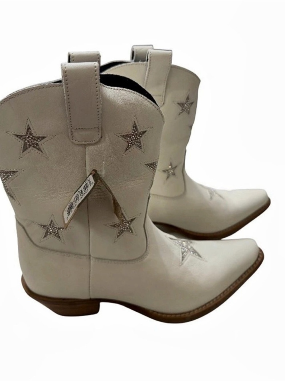 NWT Dingo Star Struck White Leather Star Rhinestone Western Boots DI582 Size 8.5
